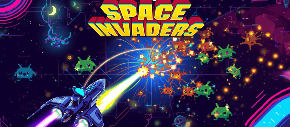Space Invaders Google Easter Egg browser game featuring a retro alien shooter with a starfield background, player cannon, descending invaders, and colorful ‘Google’ letter shields. Shows score, lives, and level UI, blending classic arcade gameplay with a modern Google-themed design.