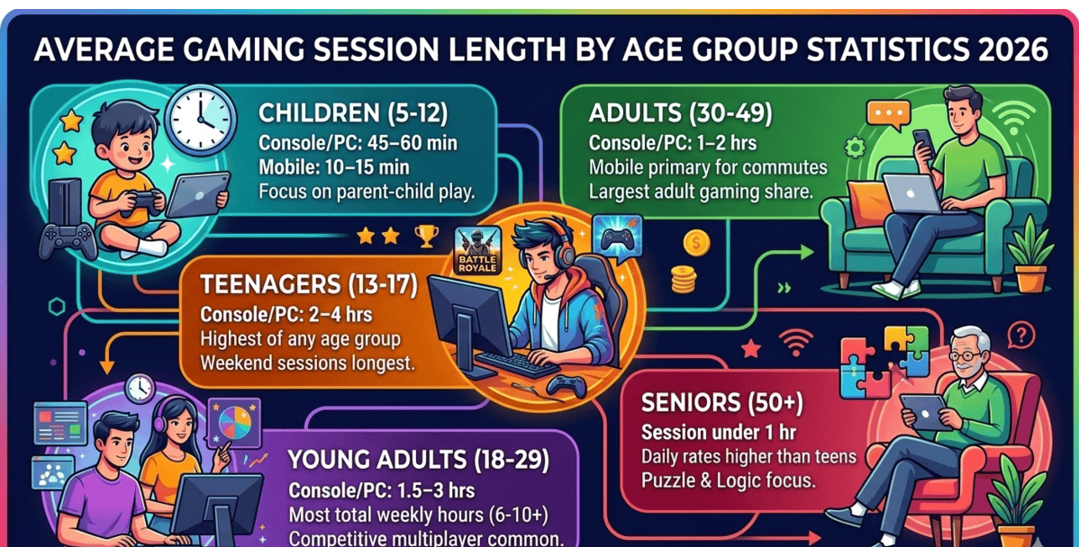 Average Gaming Session Length By Age Group Statistics 2026