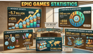 SNES Game Clip Tutorials Explore Epic Games Statistics 2026 covering revenue, Fortnite player counts, Epic Games Store growth, creator economy payouts, and valuation trends. Get updated insights on monthly active users, lifetime Fortnite earnings, and platform performance across gaming ecosystem. A complete data-driven overview of Epic Games’ financial strength, audience reach, and industry impact.