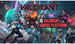 Valorant crossplay support chart showing PS5 and Xbox share lobbies while PC and mobile remain in separate matchmaking pools.
