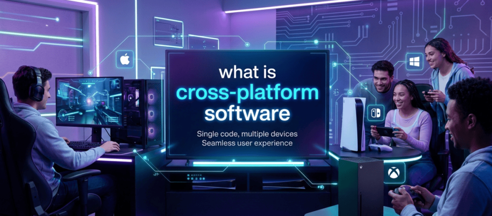 Cross-platform software guide explaining crossplay, cross-save, and cross-generation support across PC, console, and mobile.