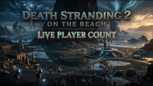 Death Stranding 2: On the Beach player count 2026 covering 57K Steam launch peak, 2 million cross-platform sales, $150 million gross revenue, and post-launch decline.