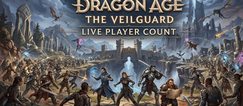 Dragon Age: The Veilguard player count statistics covering 89K launch peak, 78% first-month drop, EA revenue forecast cut, and no planned DLC.