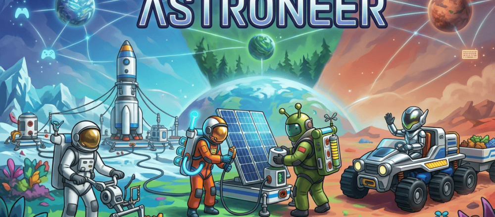 Astroneer crossplay guide showing partial cross-platform support via dedicated servers, with native Xbox and Windows Store co-op.