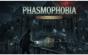 Phasmophobia live player counter and 2026 statistics showing 8K concurrent users, 25M copies sold, regional interest, and $444M lifetime revenue.