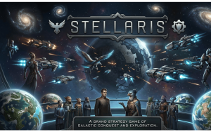 Stellaris live player count and 2026 statistics showing 13K concurrent users, monthly trends, regional interest, and Paradox revenue data.