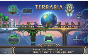 Terraria crossplay guide 2026 showing partial cross-platform support between PC and mobile, platform compatibility chart, and cross-save limitations.