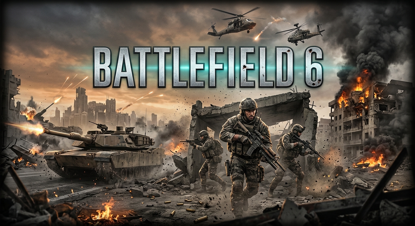 Battlefield 6 concurrent player count and 2026 statistics showing live players, monthly Steam activity, Twitch viewership, regional interest, spending, revenue, and supported platforms.