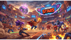 Brawl Stars live player counter for 2026 showing 29.4 million monthly active players, monthly trends since August 2025, annual revenue figures, regional download and spending shares, and esports earnings.