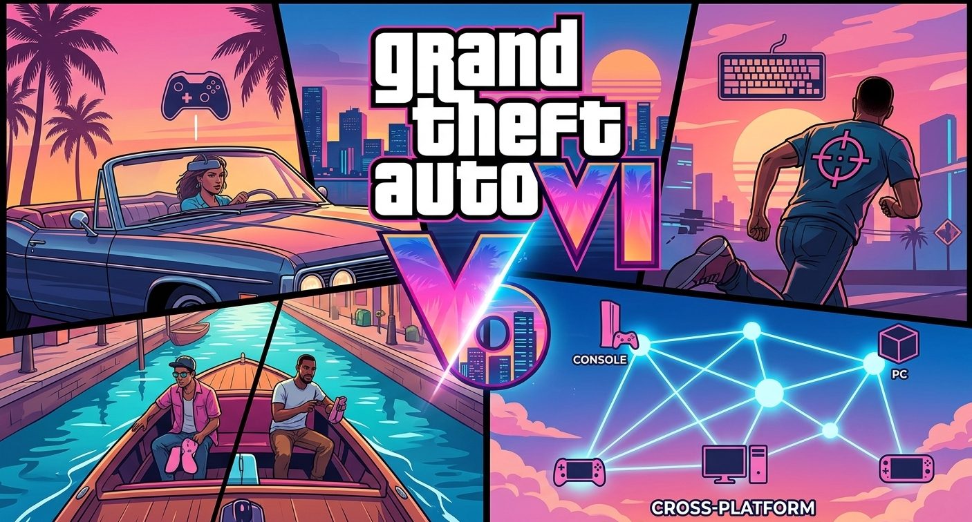 GTA 6 cross-platform guide comparing PS5, PS5 Pro, Xbox Series X|S, crossplay availability, cross-save support, and potential PC release plans for 2026.
